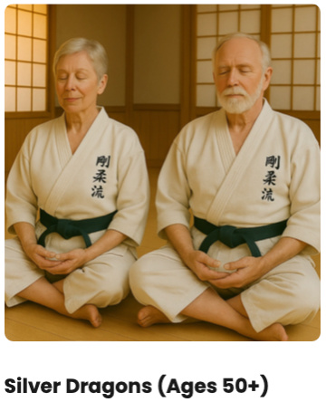 Adult martial arts class promoting active aging at Double Dragon Karate Institute dojo in Sunrise FL