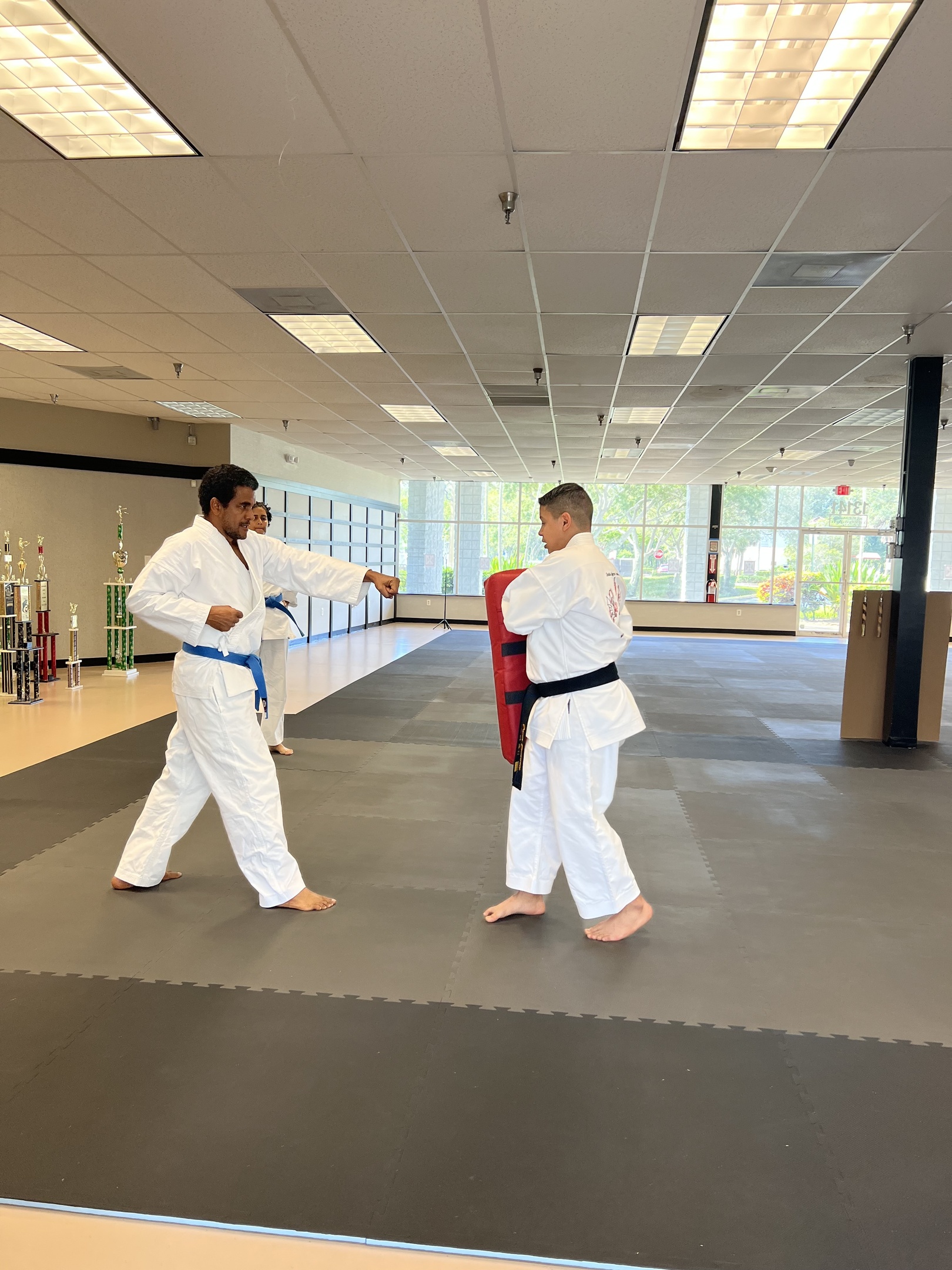 Children practicing Goju-Ryu karate at Double Dragon Karate Institute in Sunrise FL