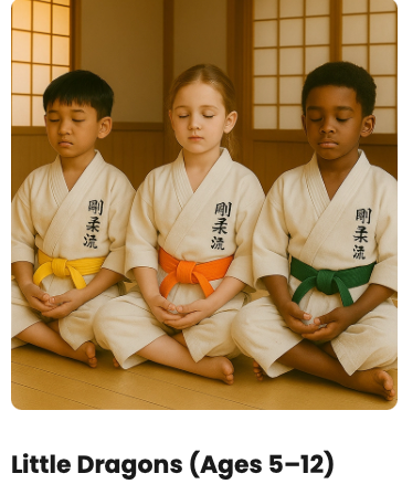 Children practicing Goju-Ryu karate at Double Dragon Karate Institute in Sunrise FL